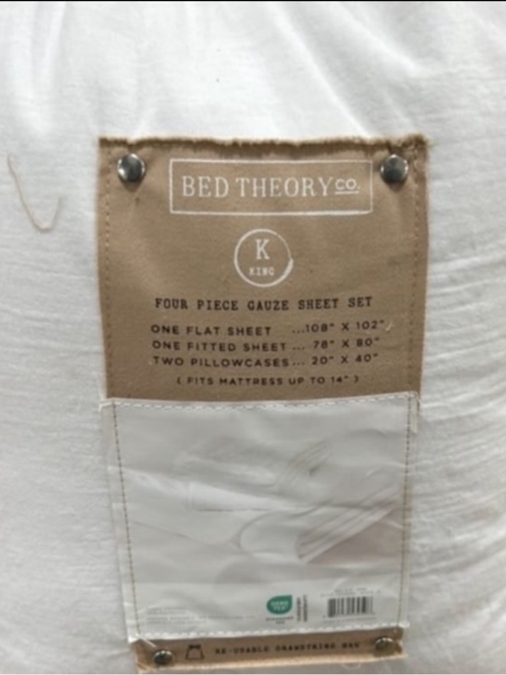 Bed Theory Co. Four Piece Gauze King White Sheet Set Soft Unique Texture